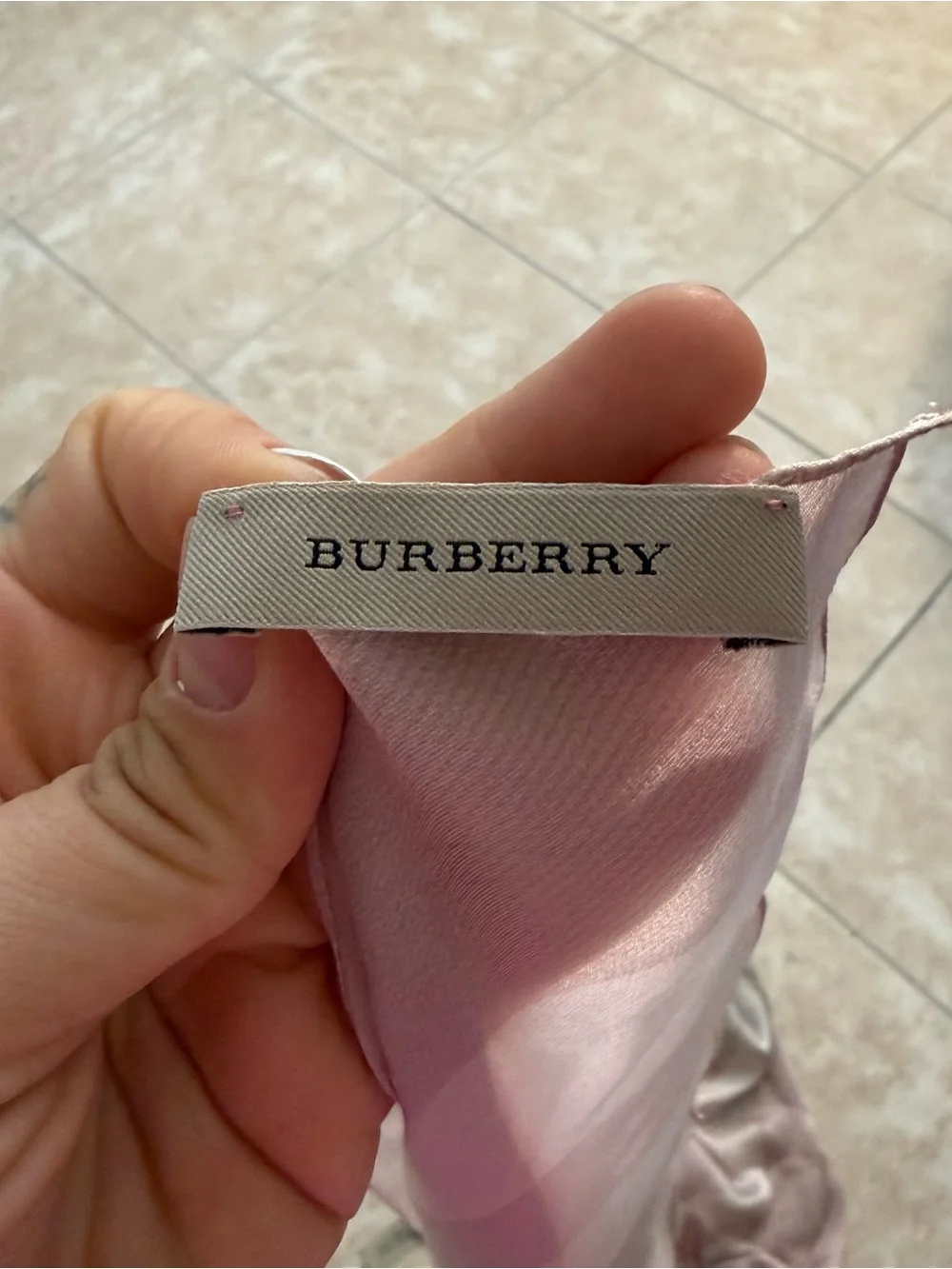 Burberry Pink Plaid Silk Scarf